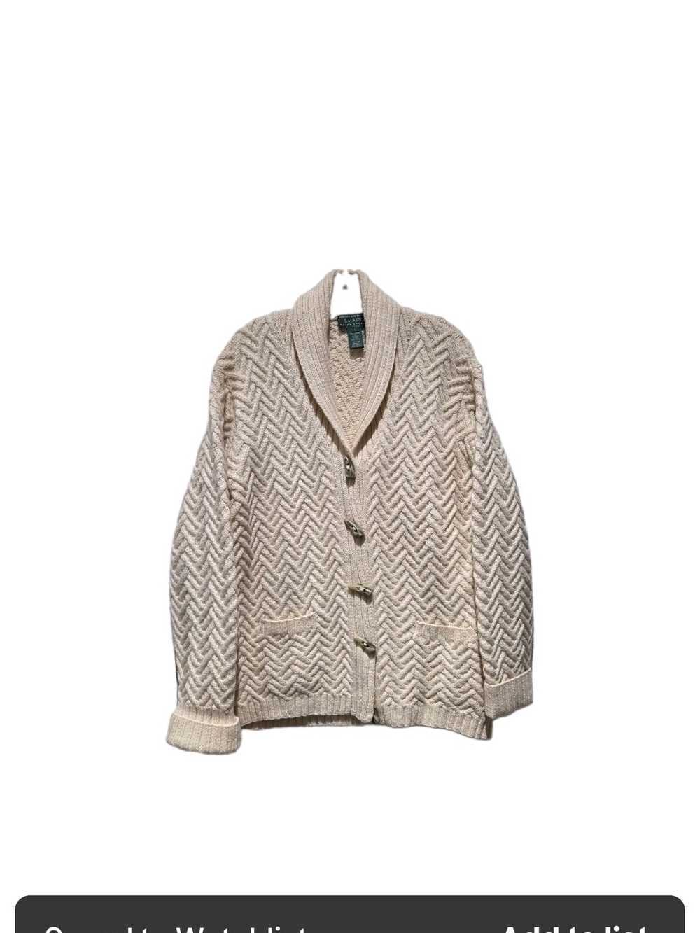 Lauren Ralph Lauren Cream Shawl Collar Cable Cardigan